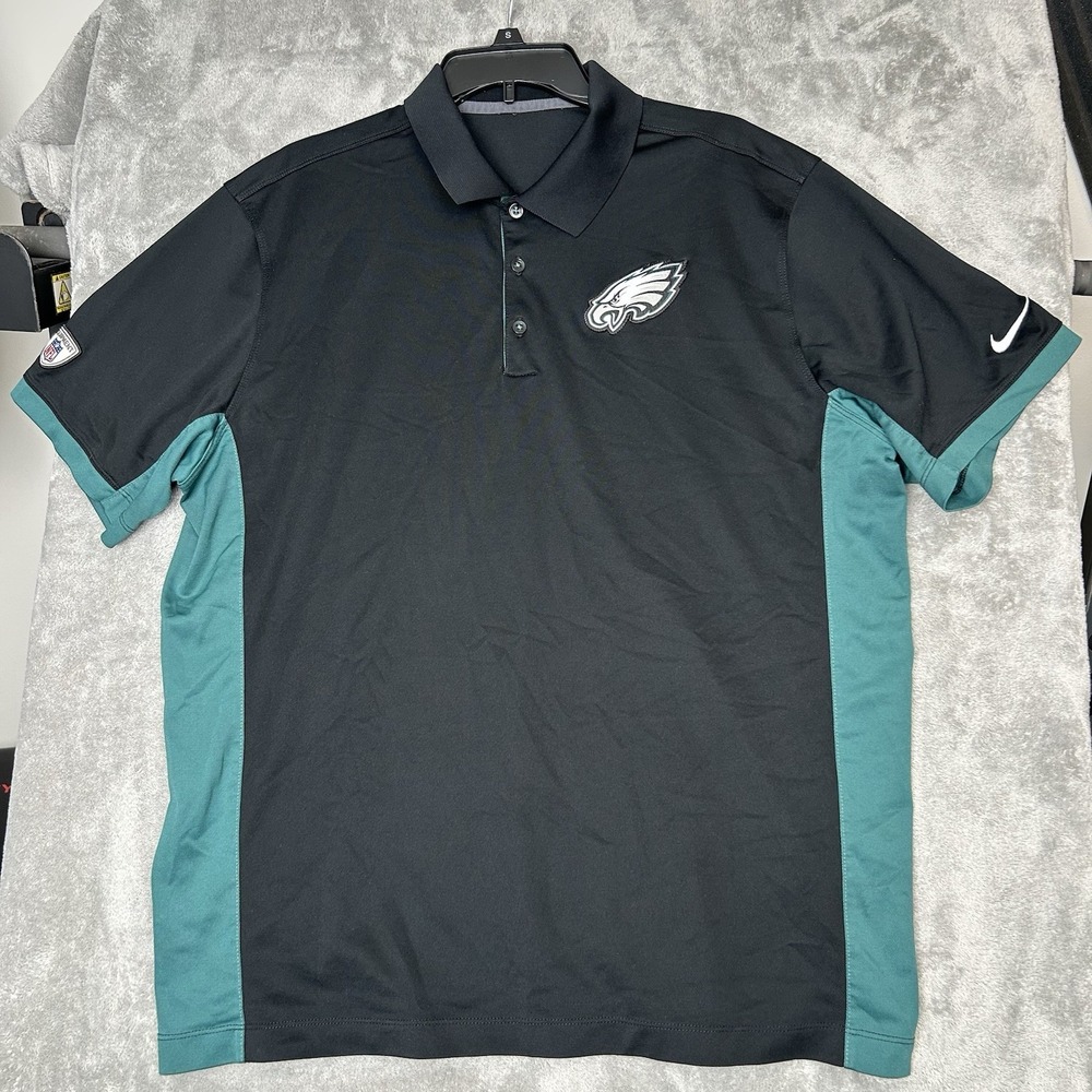 Nike Philadelphia Eagles Shirt NFL Equipment Logo Color Green Polo Mens Size XL